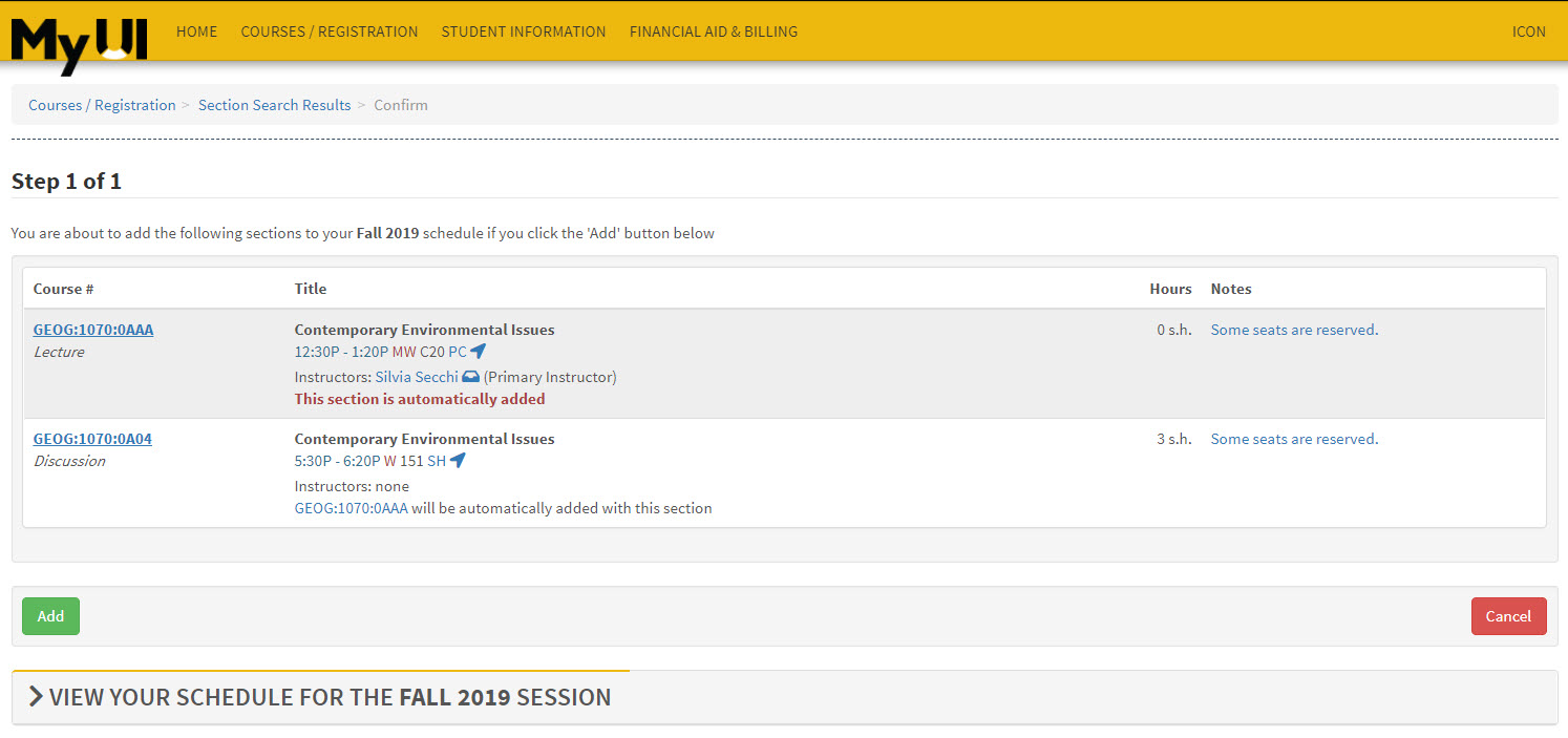 The student can attempt to enroll in the course by clicking the "enroll" button