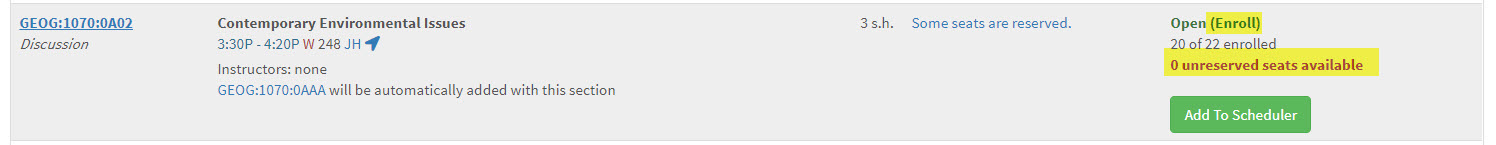 student sees option to join waitlist